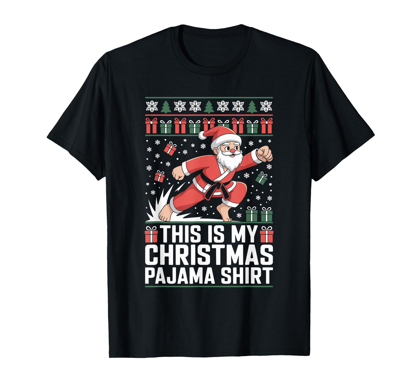 Santa Claus Karate Ugly Christmas Sweater Martial Arts T-Shirt