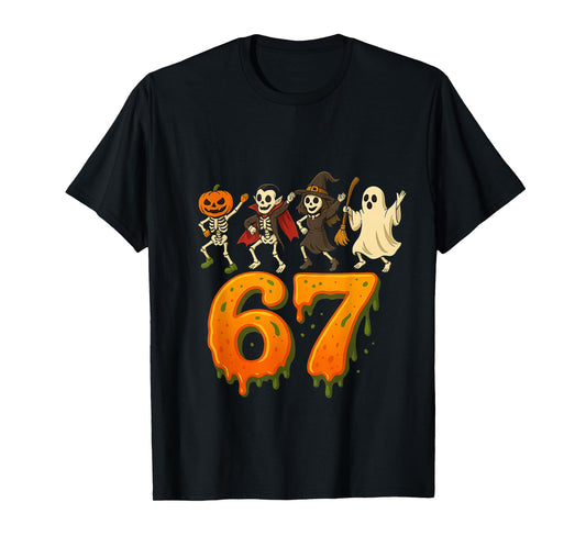 67 Halloween Skeleton Ghost Pumpkin Witch Number T-Shirt