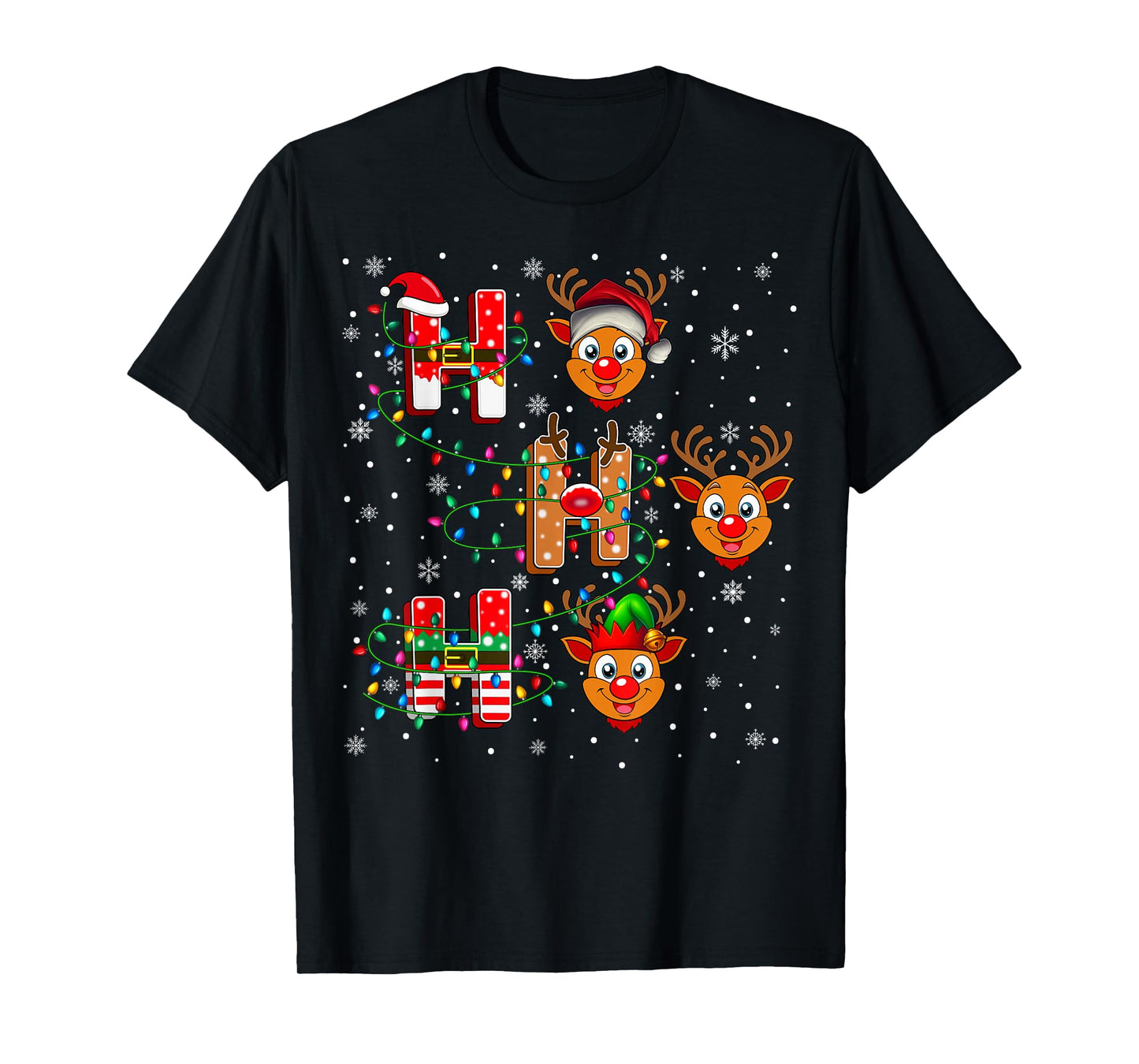 Ho Ho Ho Santa Reindeer Hat Elf Reindeer Animal Christmas T-Shirt