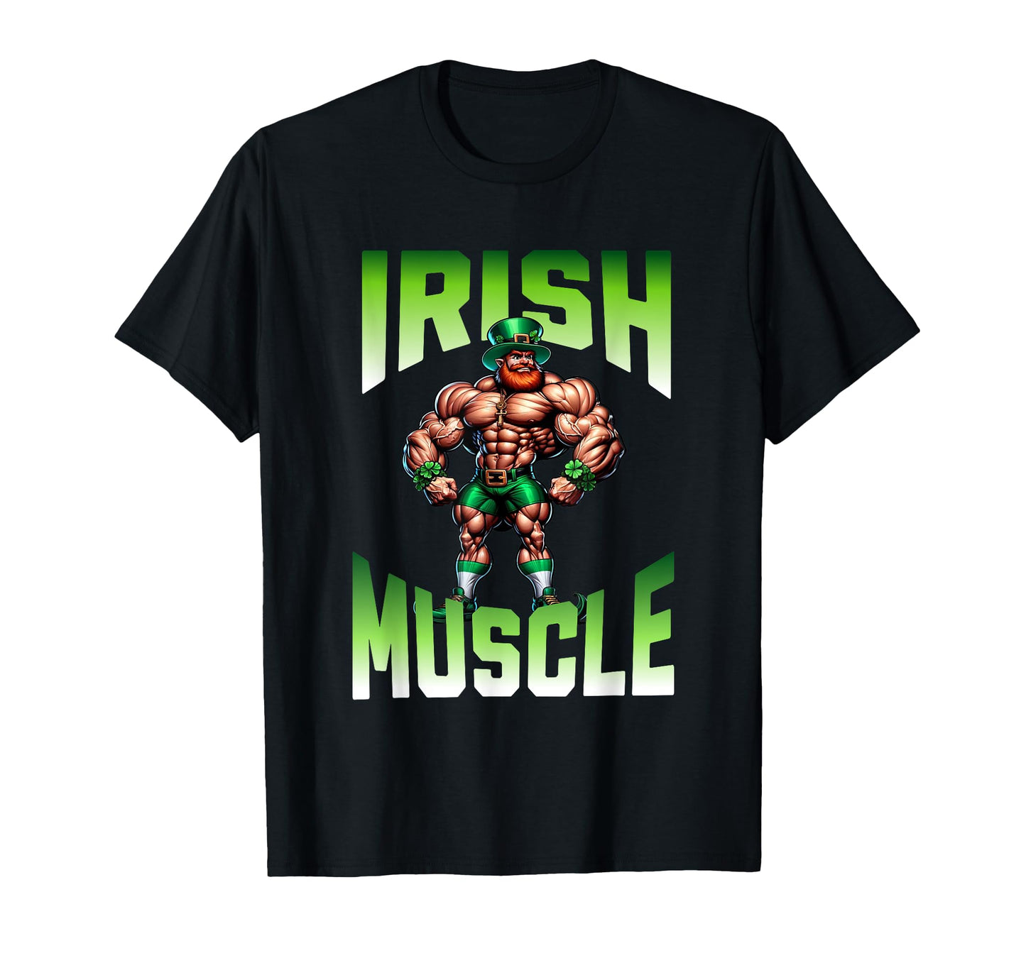 Irish Muscle Leprechaun Gym Workout Green Celebrations T-Shirt