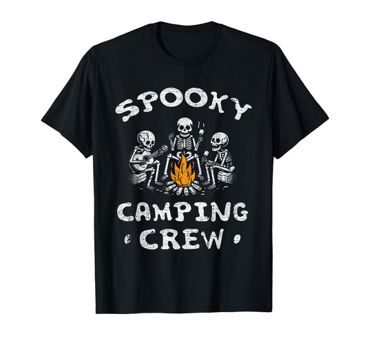 Spooky Camping Crew Halloween Camping Skeleton Campsite T-Shirt