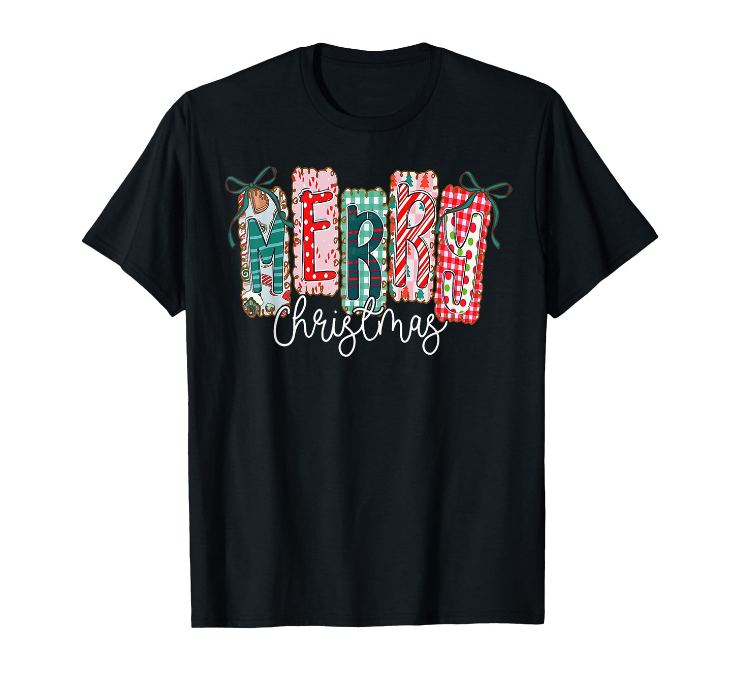 Coquette Bow Merry Christmas Xmas Pajamas Snowflake Holiday T-Shirt