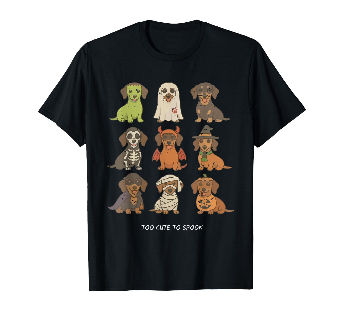 Funny Witch Pumpkin Mummy Ghost Dachshund Halloween Cute Dog T-Shirt