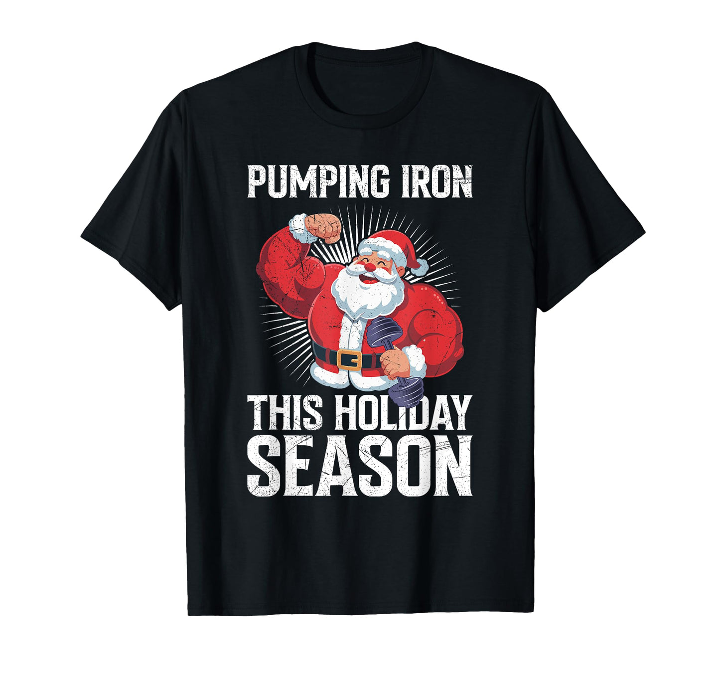 Santa Claus Pumping Iron This Season Funny Gym T-Shirt