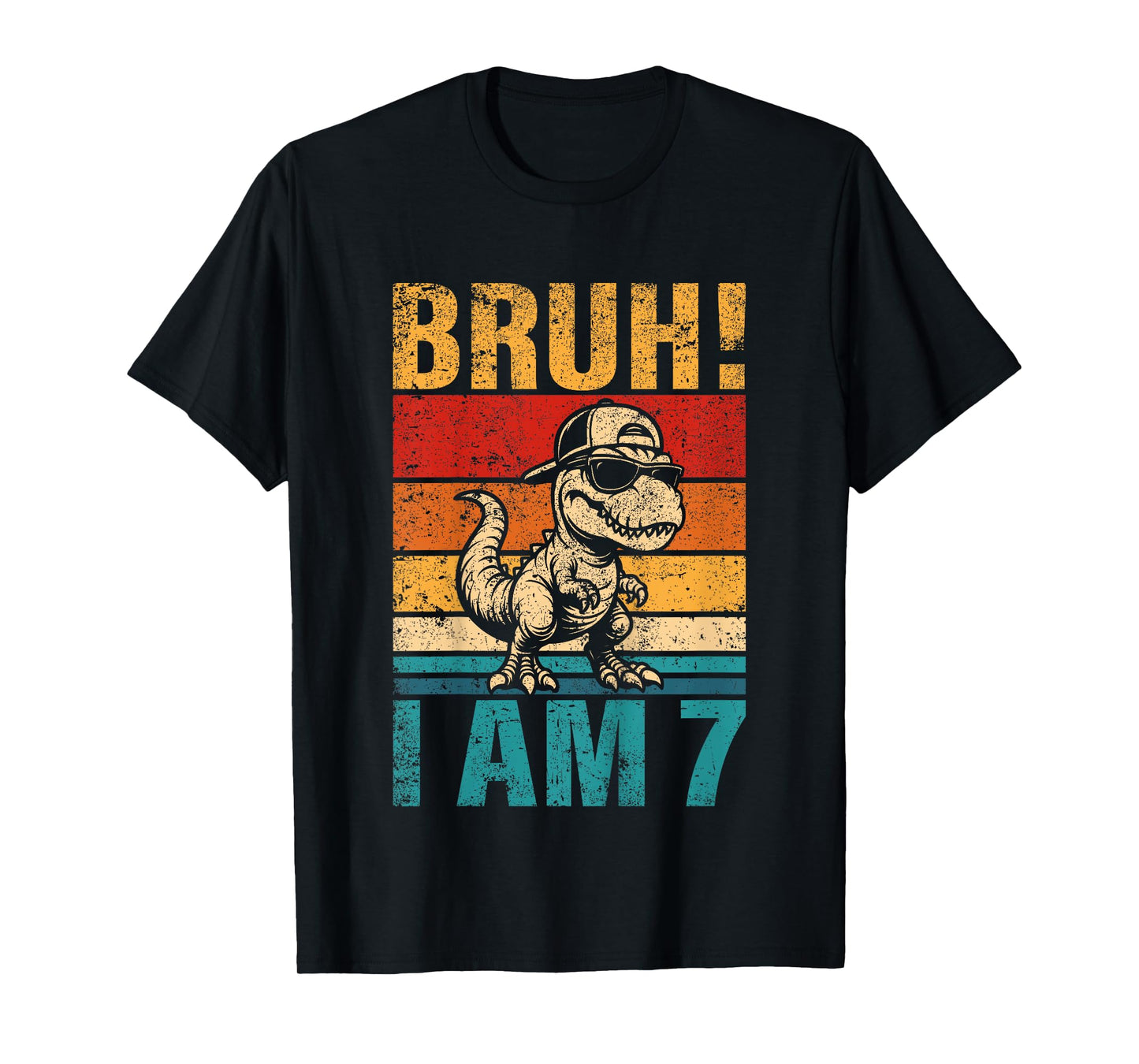 Kids 7 Year Old Birthday Boy Dinosaur Bruh It's My 7th Birthday T-Shirt