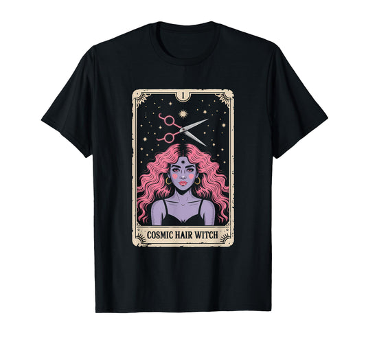 Cosmic Hair Stylist Tarot Card Witch Retro T-Shirt