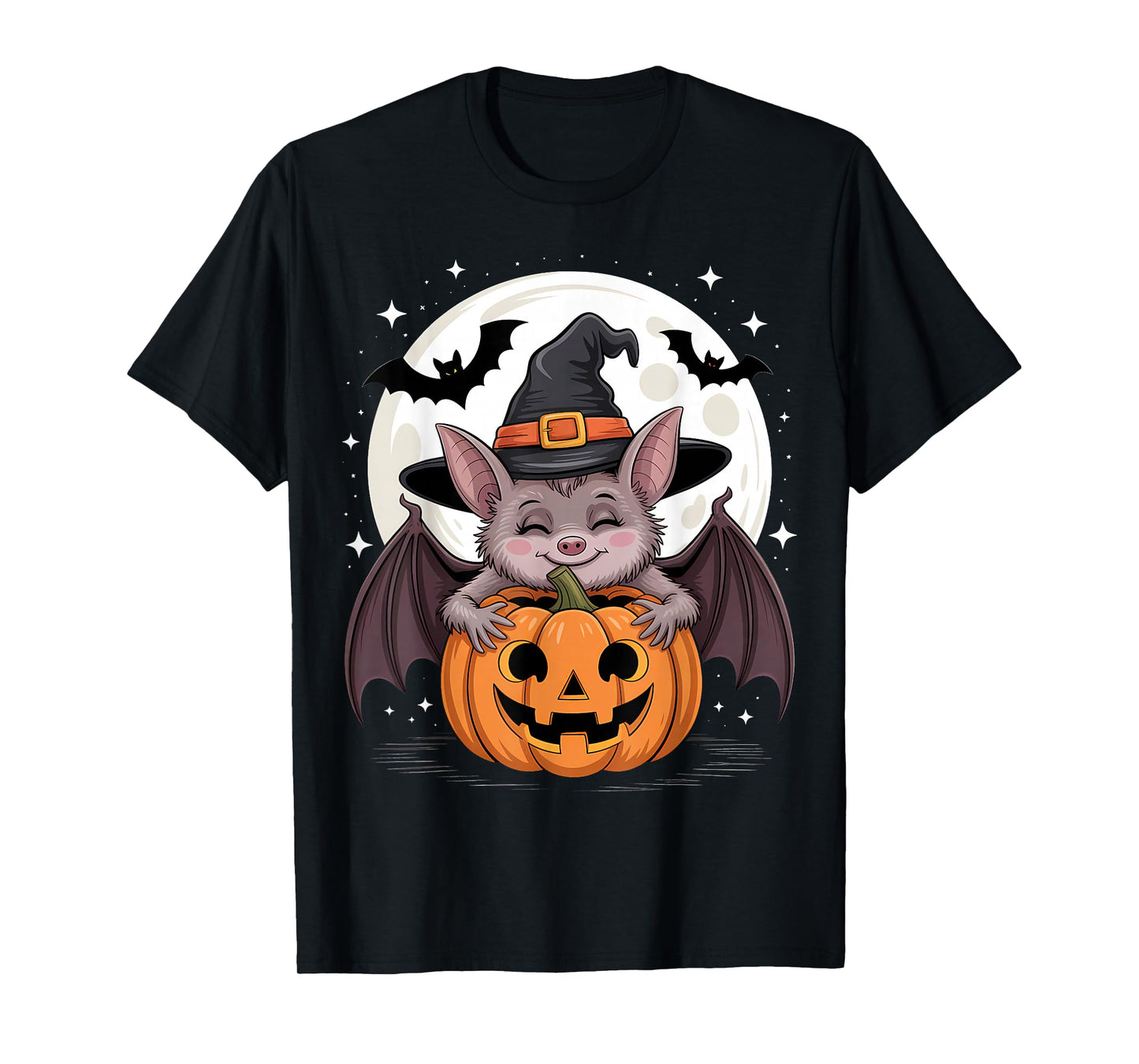 Halloween Bat Witch Hat Pumpkin Spooky T-Shirt