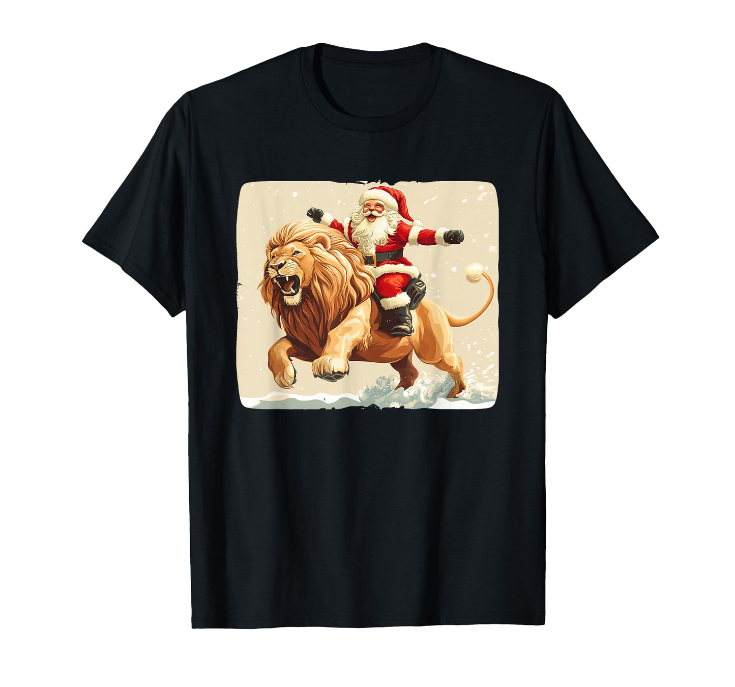 Holiday Cheer with Santa Claus on a Lion Costume T-Shirt
