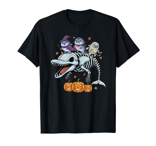 Dolphin Skeleton Mummy Witch Halloween Kids Mens Womens T-Shirt