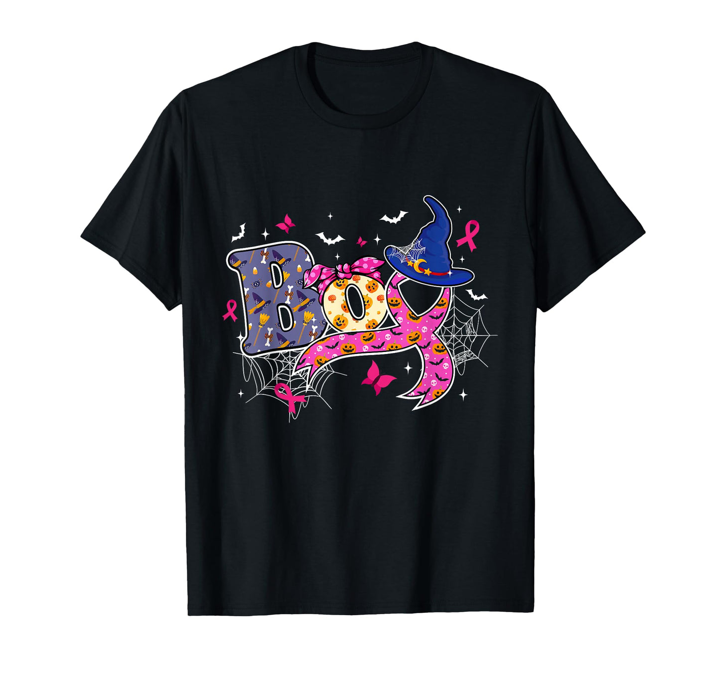 Cute Boo Halloween Pink Ribbon Breast Cancer Awareness Month T-Shirt