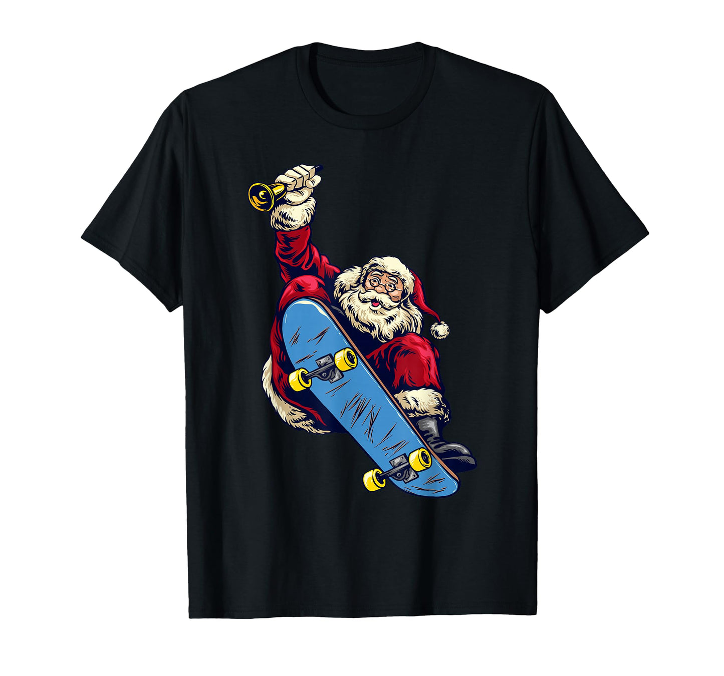 Santa Claus Riding Skateboard Trick Christmas Holiday T-Shirt