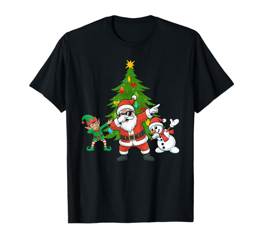 Dabbing Santa Elf Friends Christmas Boys Girls Xmas Dab T-Shirt