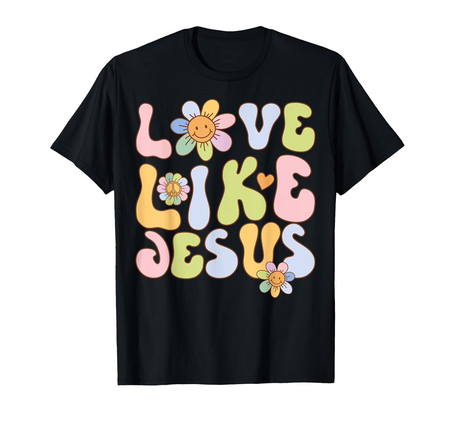 Groovy Love Like Jesus Religious God Christian Graphic T-Shirt