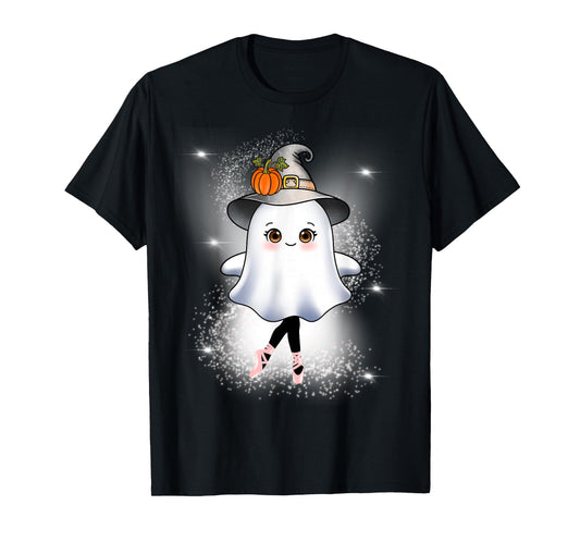 Halloween Ballet Pumpkin Witch Hat Cute Ghost Ballerina T-Shirt