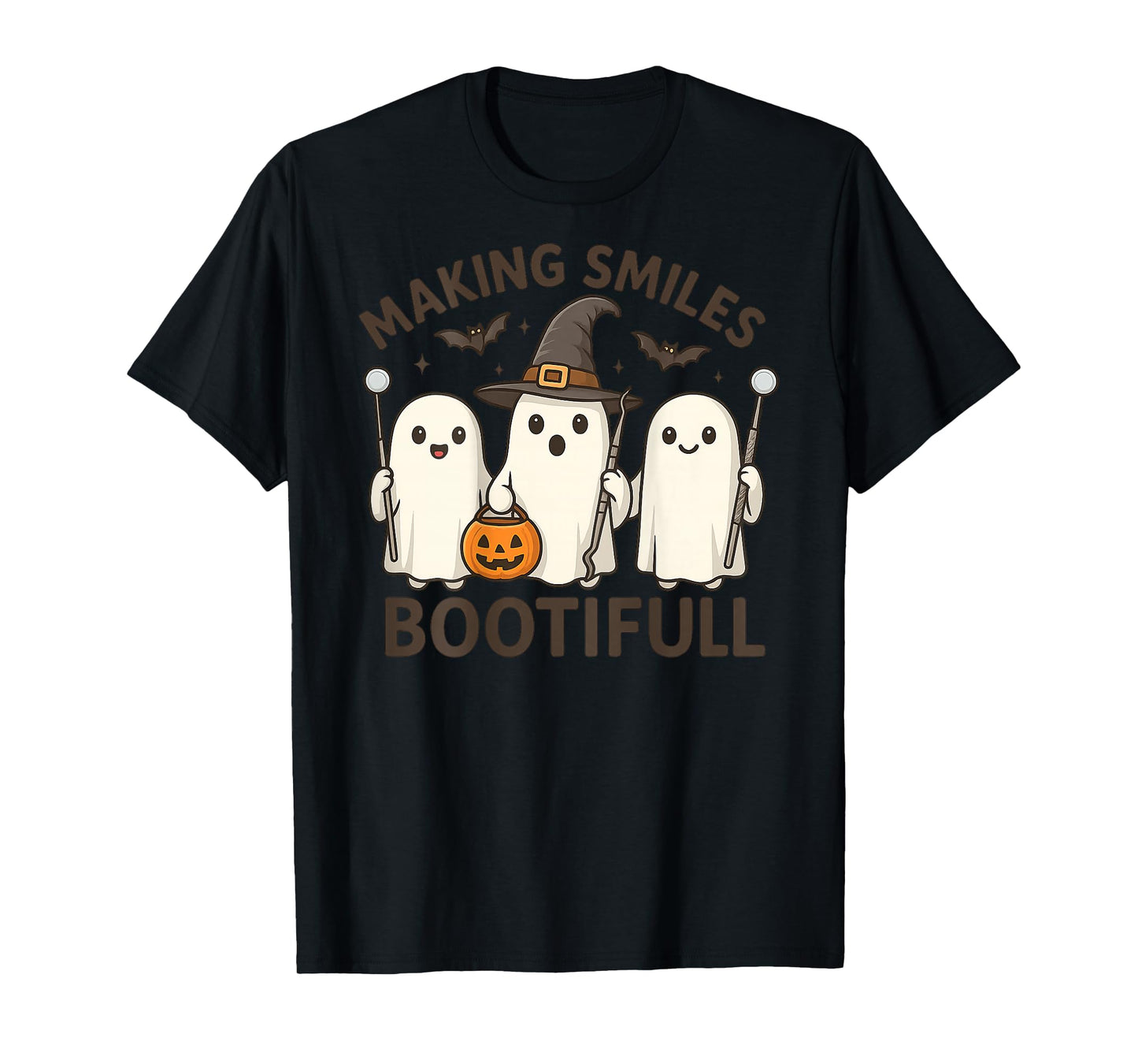 Making Smiles Bootiful Cute Ghost Halloween Design - On Back T-Shirt