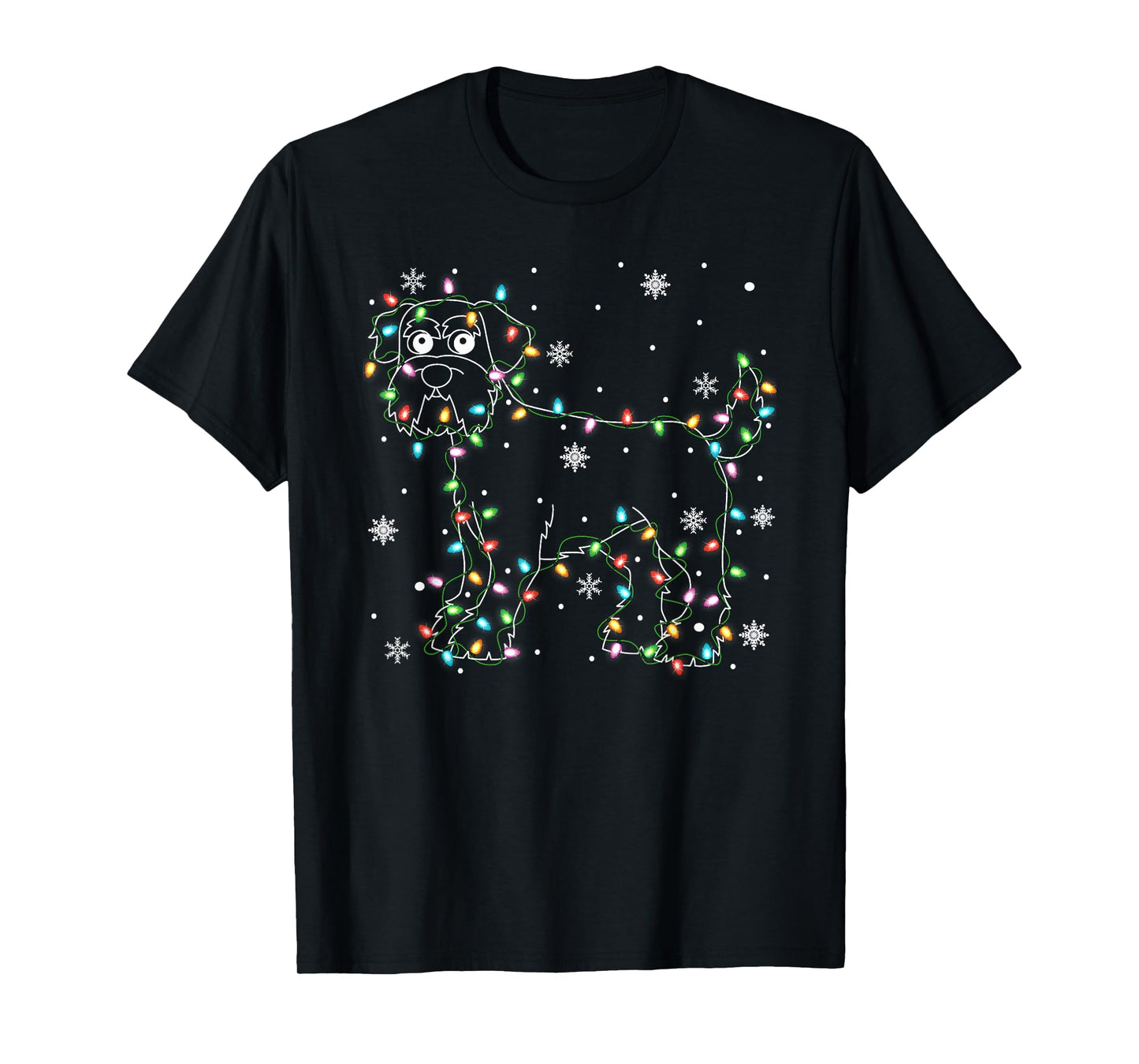 Schnauzer Dog Christmas Lights Sweater Pet Animal Dog Xmas T-Shirt