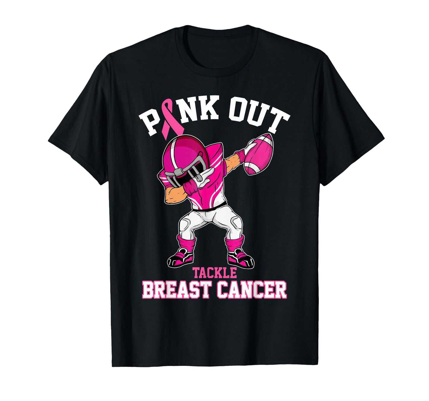 Pink Out Tackle Breast Cancer Awareness Dabbing Football T-Shirt
