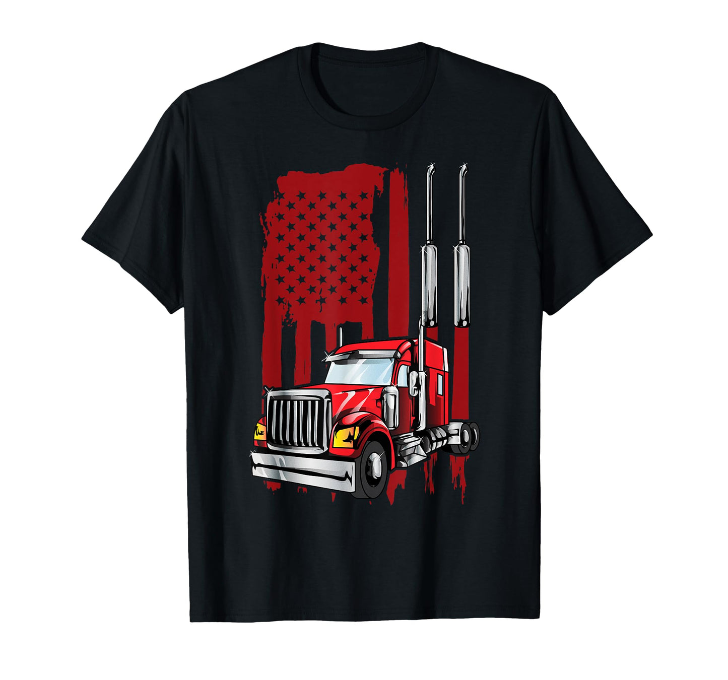 American Flag Semi Truck Driver Tee Truck Lovers Trucker Women Kids Men T-Shirt