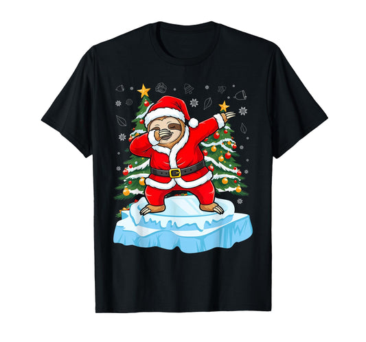 Dabbing Santa Sloth Merry Slothmas Christmas Kids Pajama T-Shirt