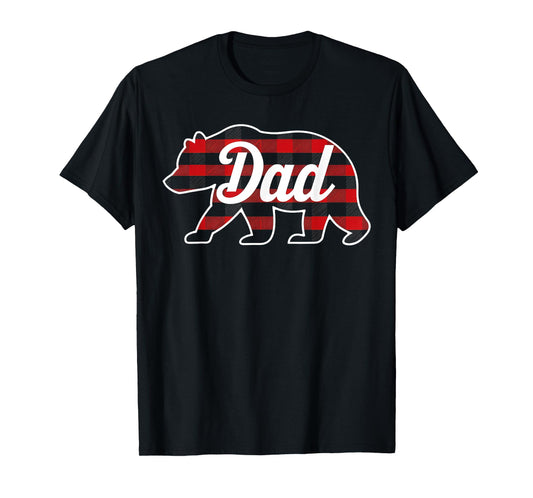 Dad Bear Christmas Red Buffalo Plaid Matching Family Xmas T-Shirt