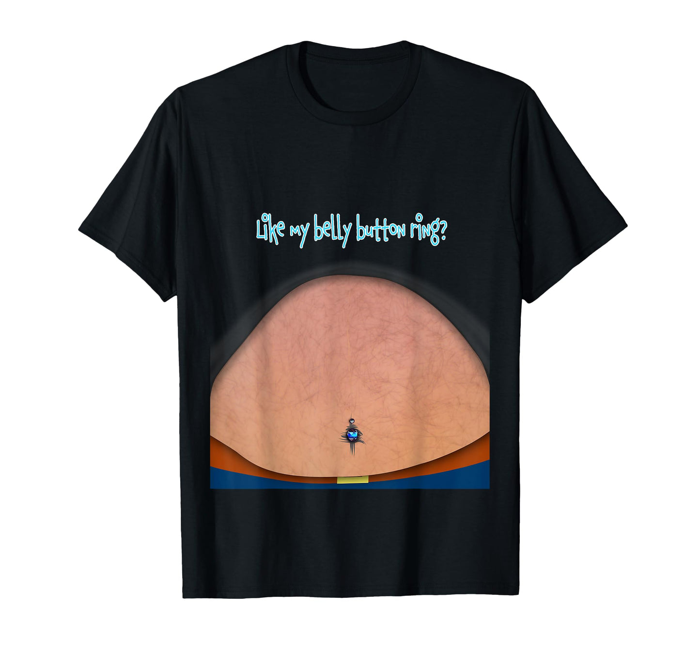 Fake Fat Hairy Belly Dad Bod with Bellybutton Ring T-Shirt