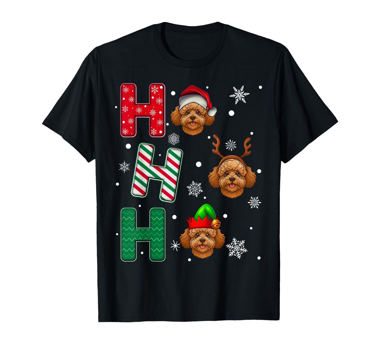 Ho Ho Ho Maltipoo Dog Matching Christmas Santa Elf Xmas T-Shirt
