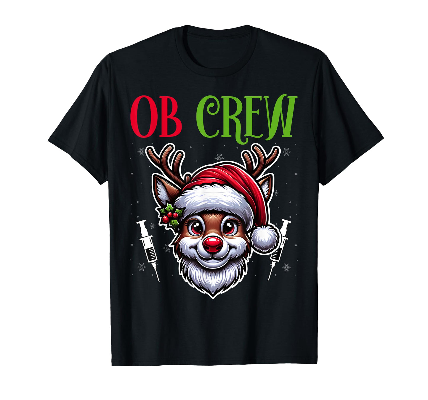 OB Crew Obstetrics Nurse Christmas Santa Hat OB Nurse Gifts T-Shirt