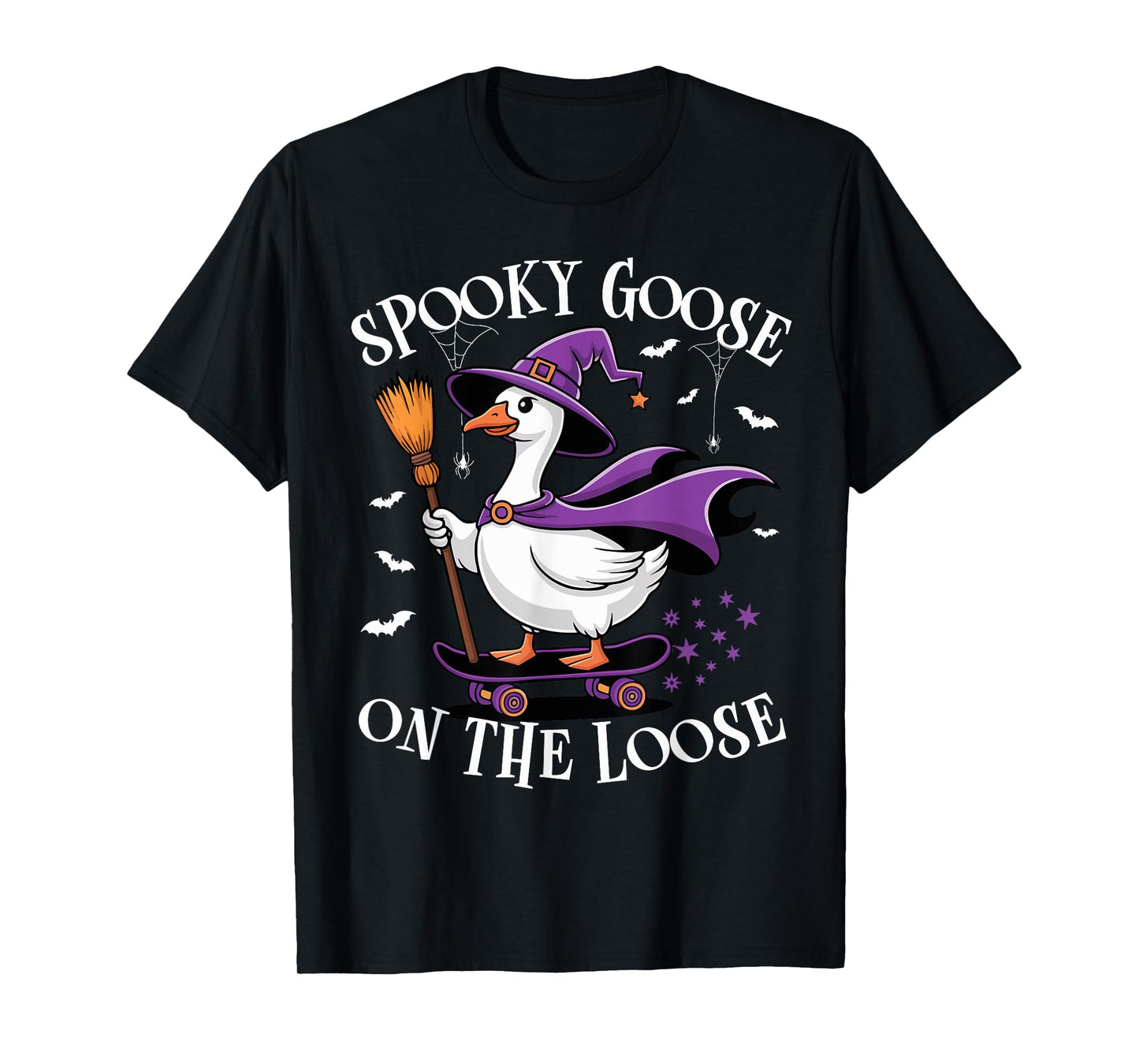 Spooky Goose On The Loose Funny Goose Witch Animal Halloween T-Shirt