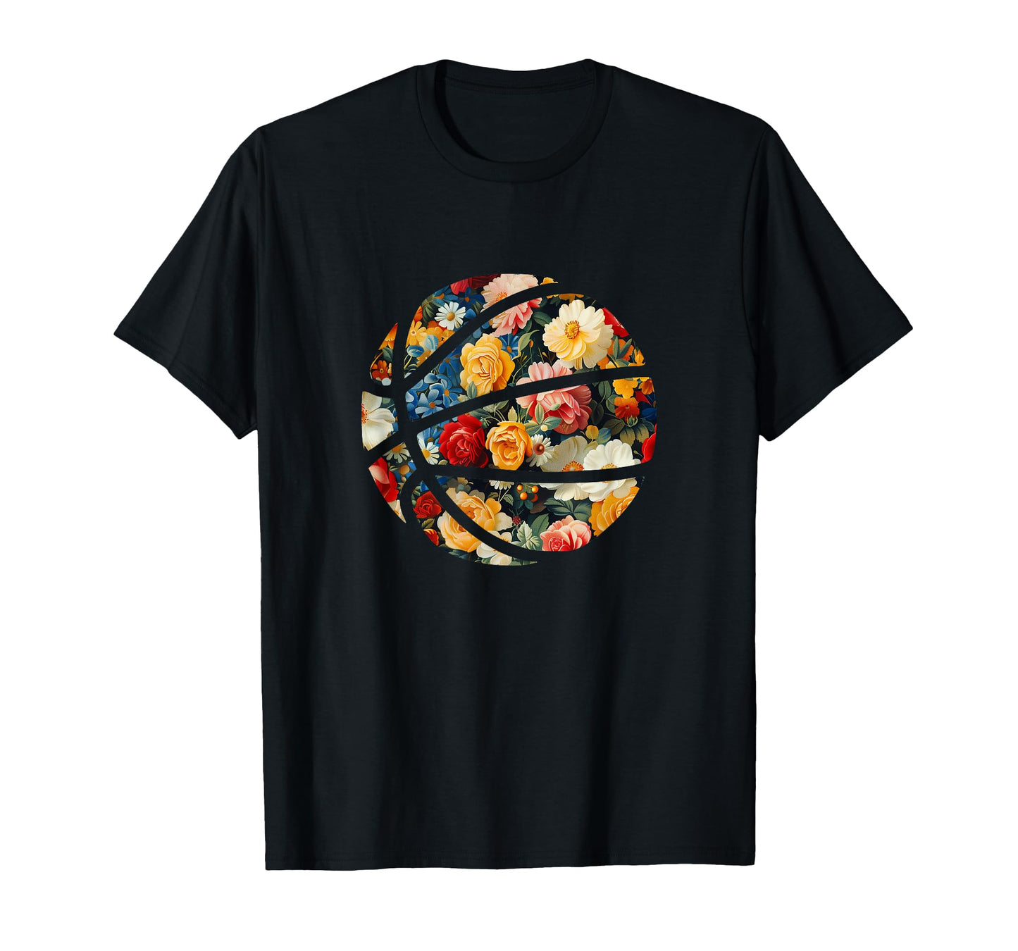 Basketball Silhouette Flowers Botanical Floral T-Shirt