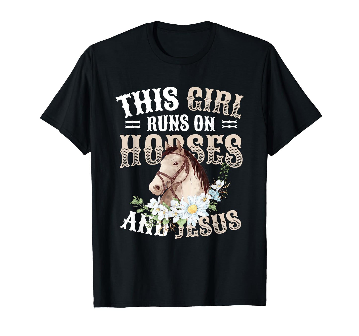This Girl Runs On Horses And Jesus Girls Horse T-Shirt