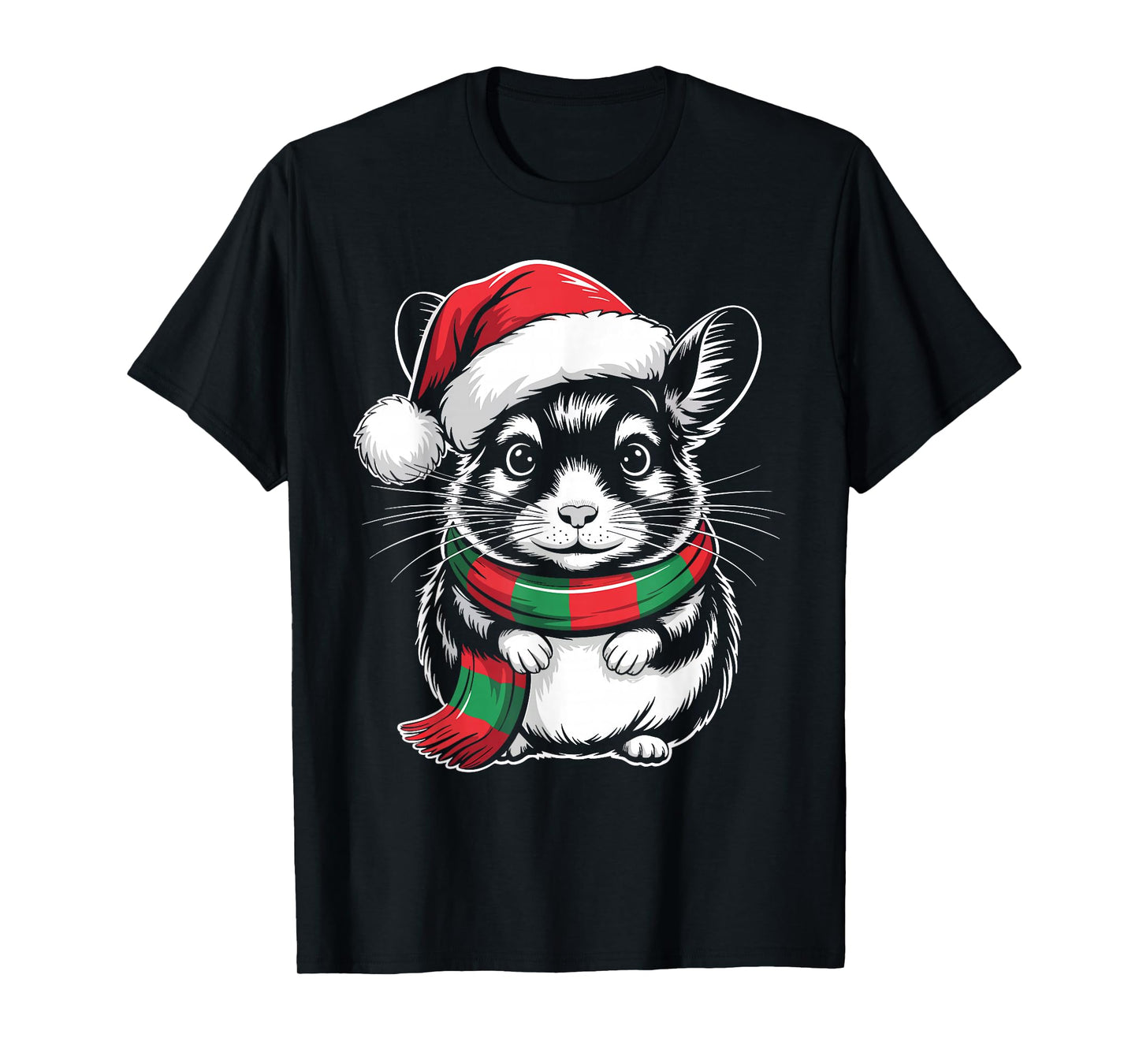 Chinchilla Xmas Santa Hat Scarf Christmas Costume T-Shirt
