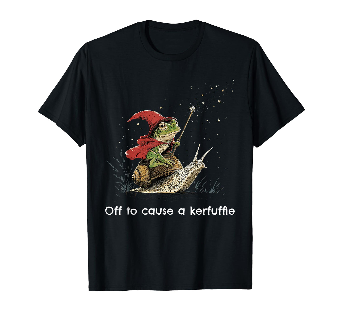 Off to Cause A Kerfuffle Sarcasm Frog Riding Snail Humor T-Shirt