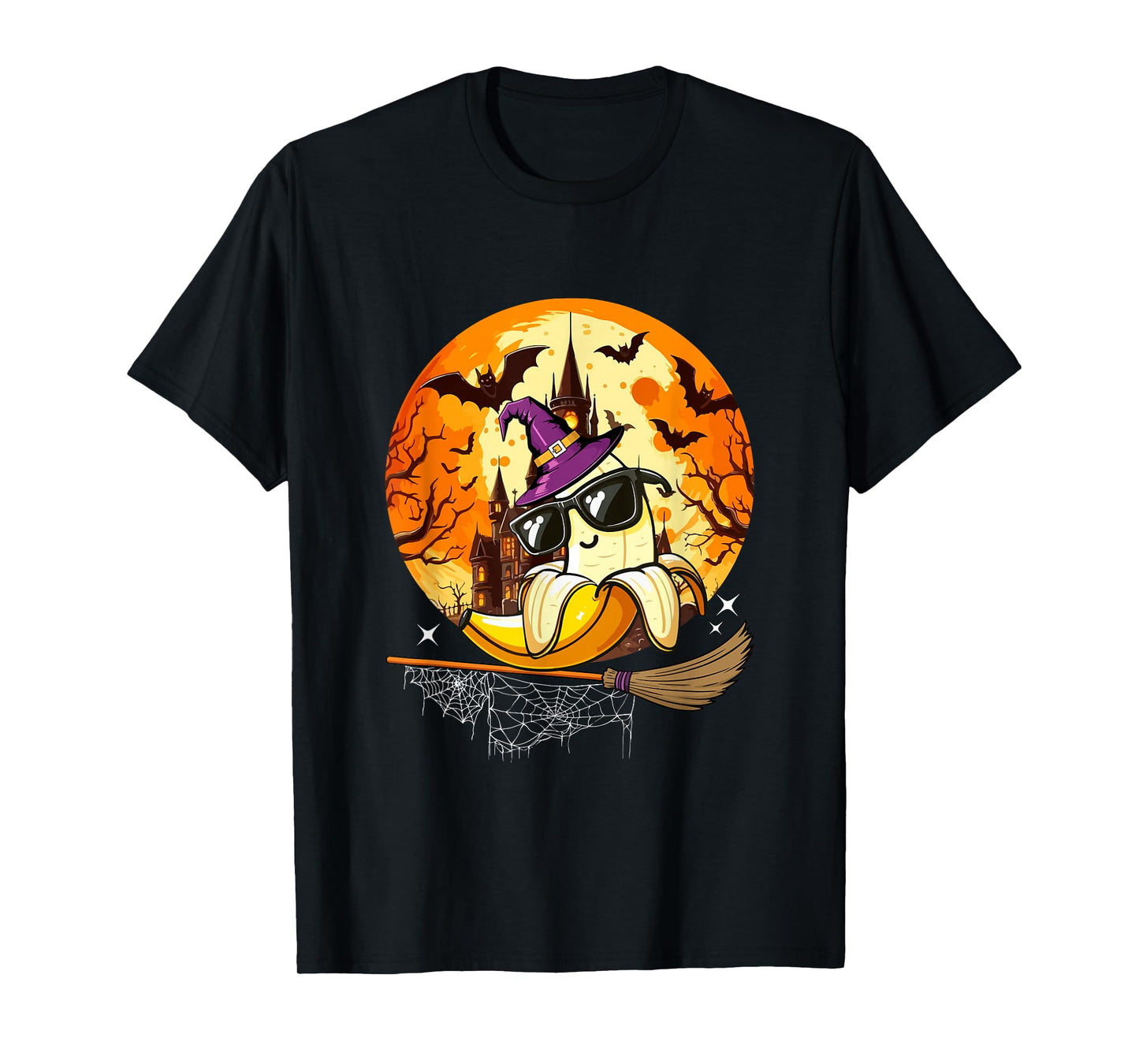 Banana Sunglasses Cosplay Witch Halloween Moon Funny Vegan T-Shirt