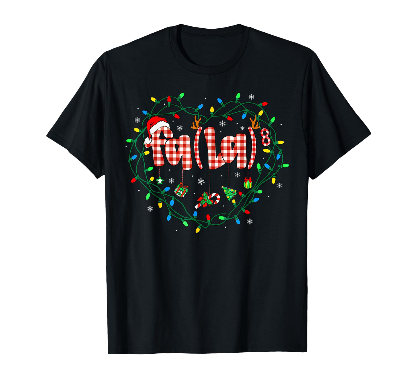 Funny Christmas FA (La) 8 Red Plaid Santa Math Teacher Kid T-Shirt