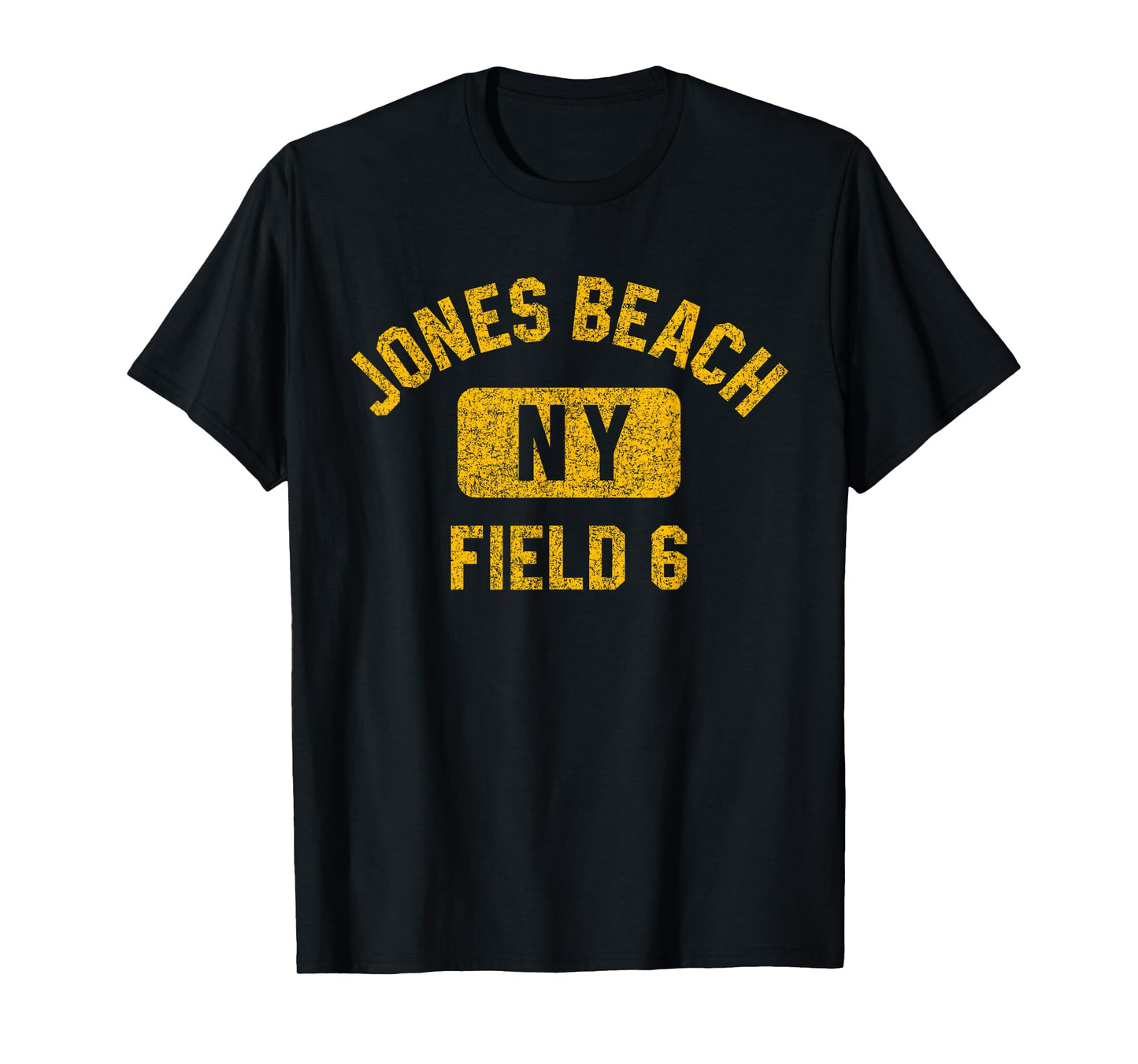 Jones Beach Field 6 NY Gym Style Distressed Amber Print Men Women Girls Kids T-Shirt