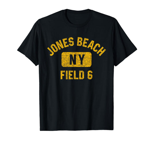 Jones Beach Field 6 NY Gym Style Distressed Amber Print Men Women Girls Kids T-Shirt
