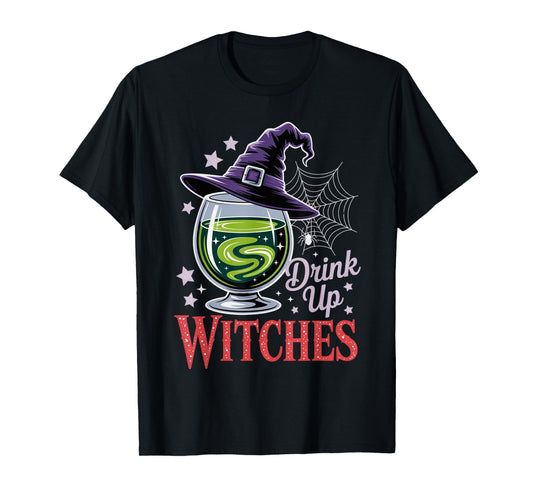 Drink Up Witches Spooky Brew Cauldron Funny Halloween Outfit T-Shirt