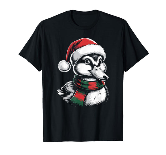 Duck Xmas Santa Hat Scarf Christmas Costume T-Shirt