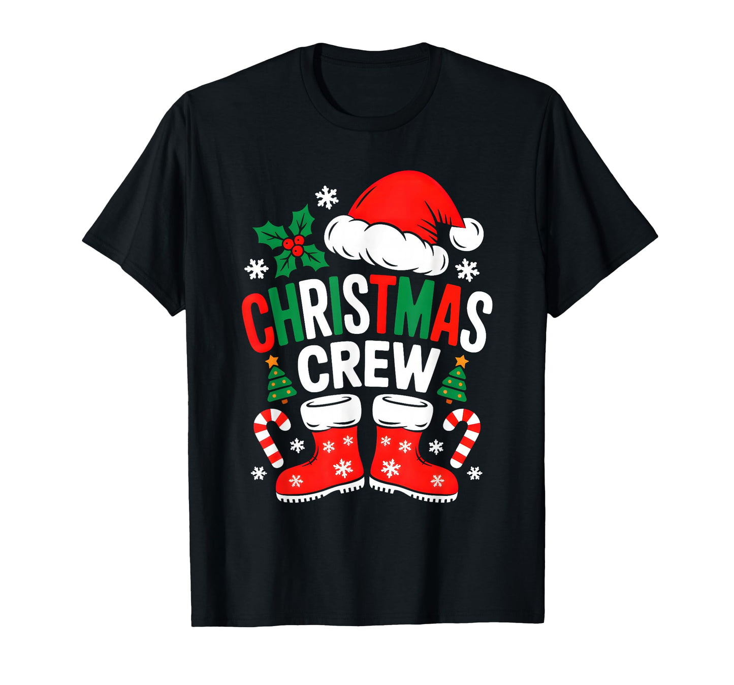 Funny Christmas Crew Xmas Squad Santa Family Pajamas 2025 T-Shirt