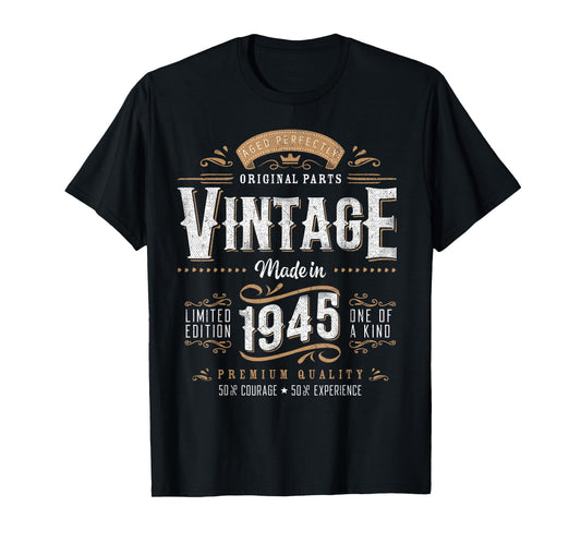 Vintage 1945 80th Birthday Gifts Women Men 80 Year Old T-Shirt