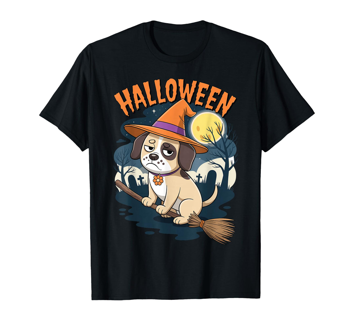 Shih Tzu Witch Dog Funny Grumpy Meme Halloween T-Shirt
