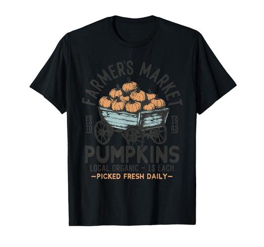 Vintage Farmer's Market Pumpkins Retro Thanksgiving T-Shirt