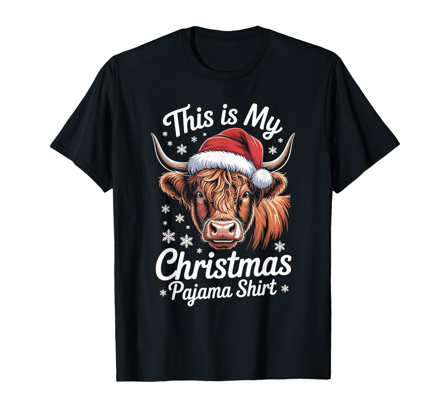 Highland Cow Santa Hat Christmas Highland Cattle Xmas T-Shirt