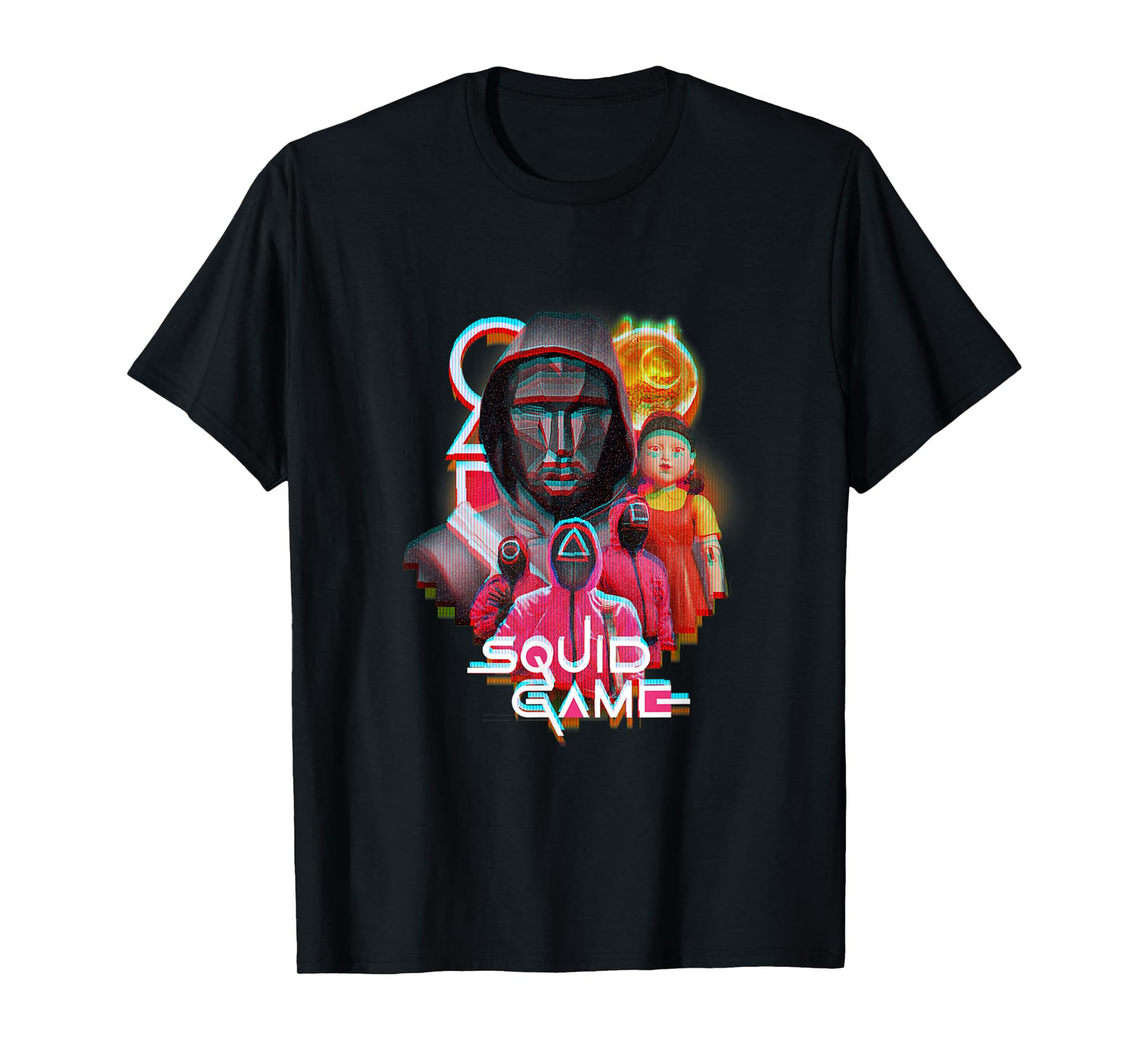 Squid Game 2 Front Man & Henchmen Glitch Logo T-Shirt