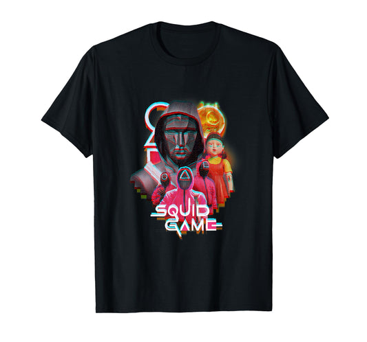 Squid Game 2 Front Man & Henchmen Glitch Logo T-Shirt