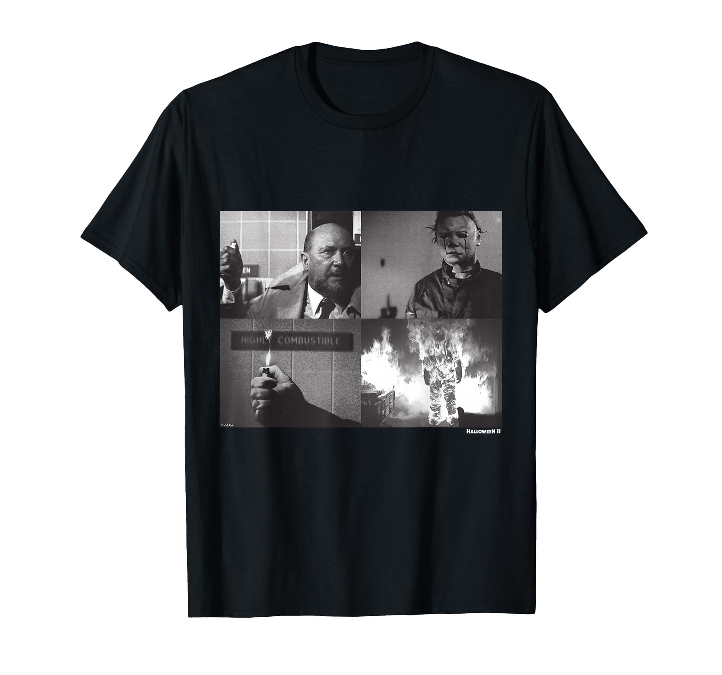 Halloween II Michael Myers and Dr Loomis Fire T-Shirt