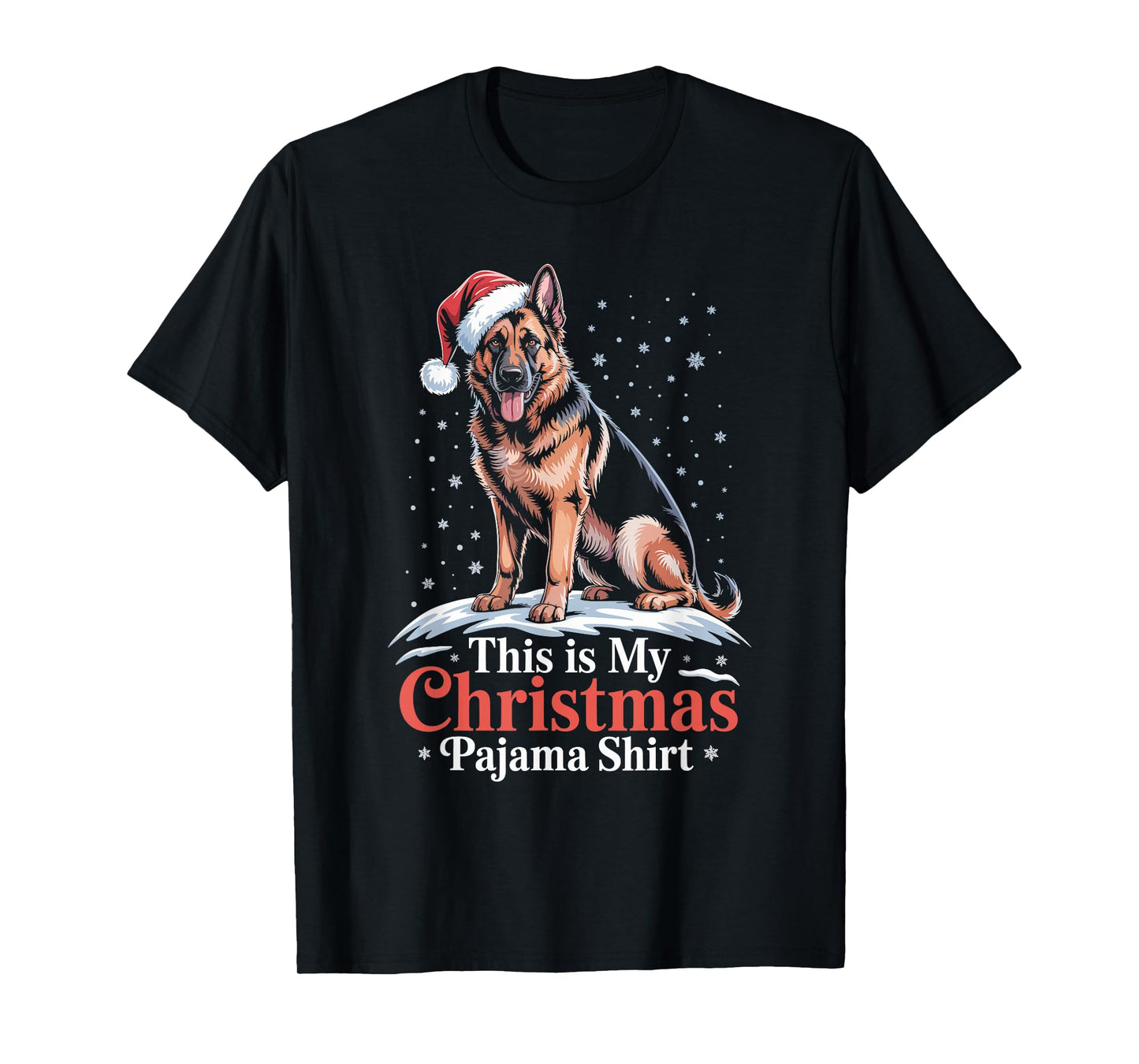 German Shepherd Santa Hat Christmas Dog Holiday Humor T-Shirt