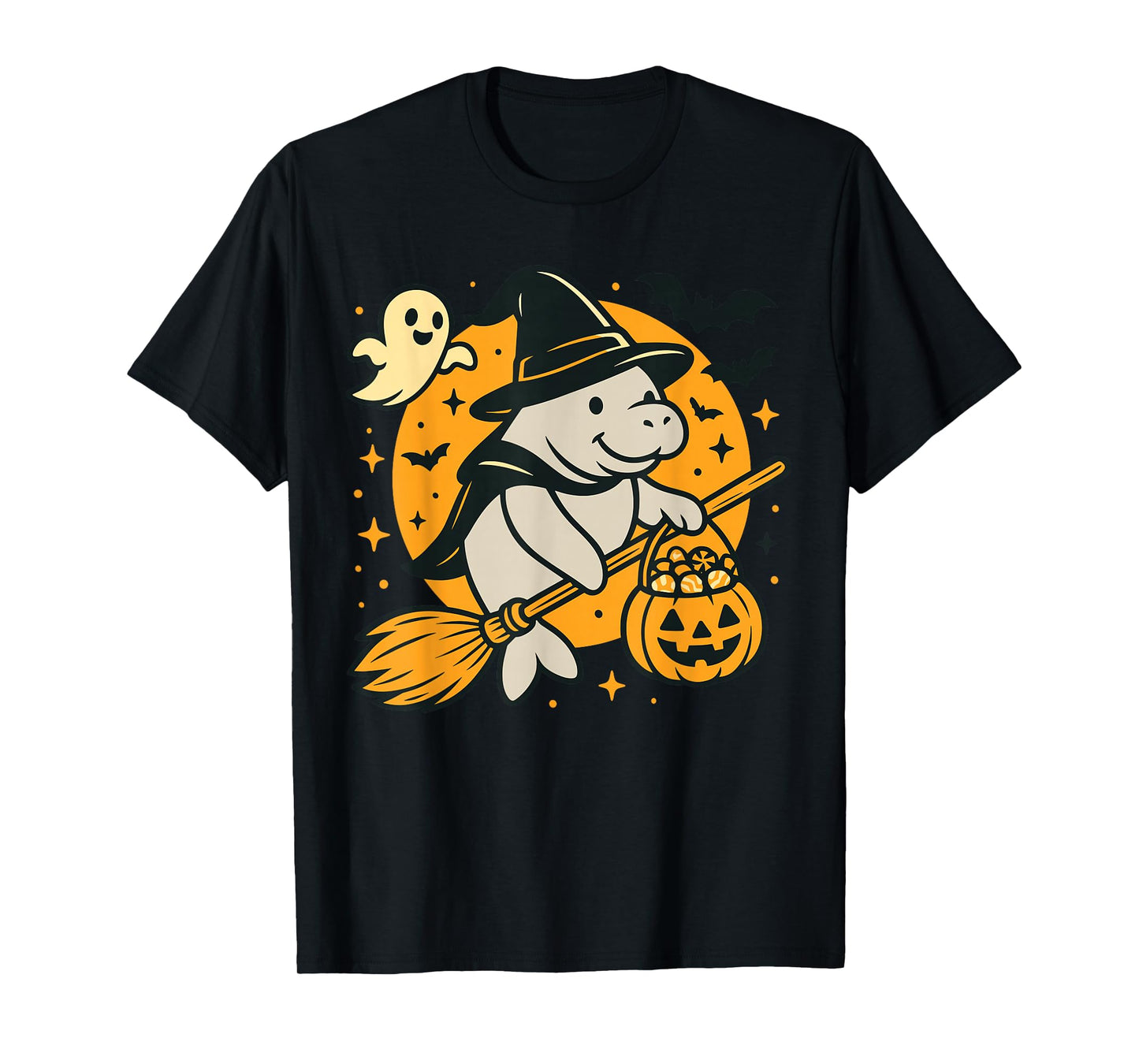 Manatee Witch Costume Women Kids Trick or Treat Witch Broom T-Shirt