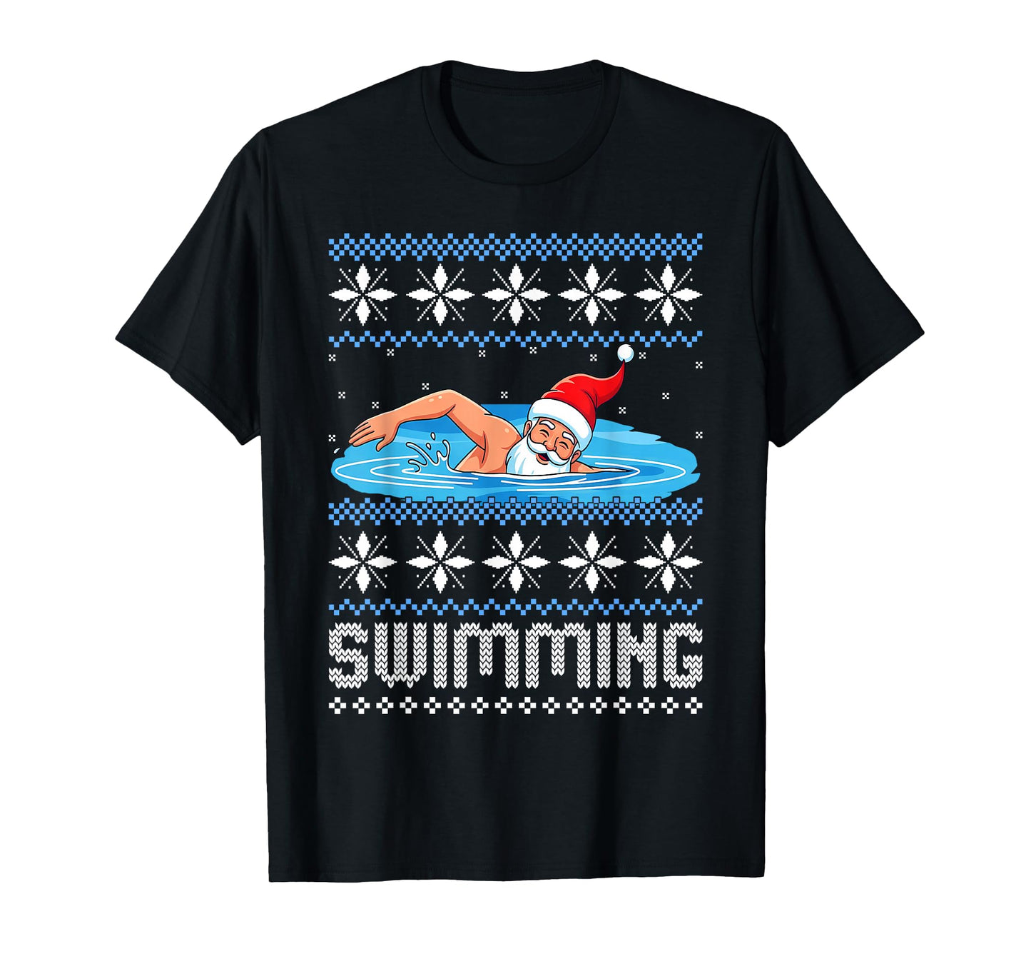 Swimming Santa Claus Pool Ugly Christmas Swimmer T-Shirt