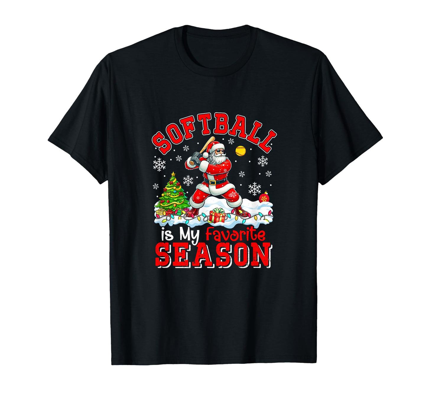 Softball is Favorite Season Costume Player Christmas Santa T-Shirt
